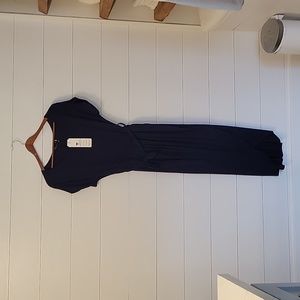 Navy wrap dress. Ankle/shin length. NWT. Size M